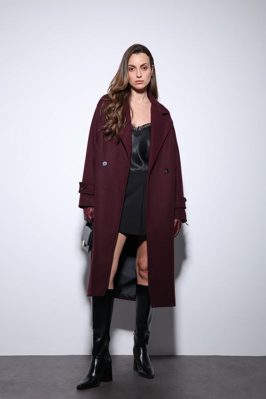 Antioch Women's Soft-Textured Oversized Double-Breasted Coat