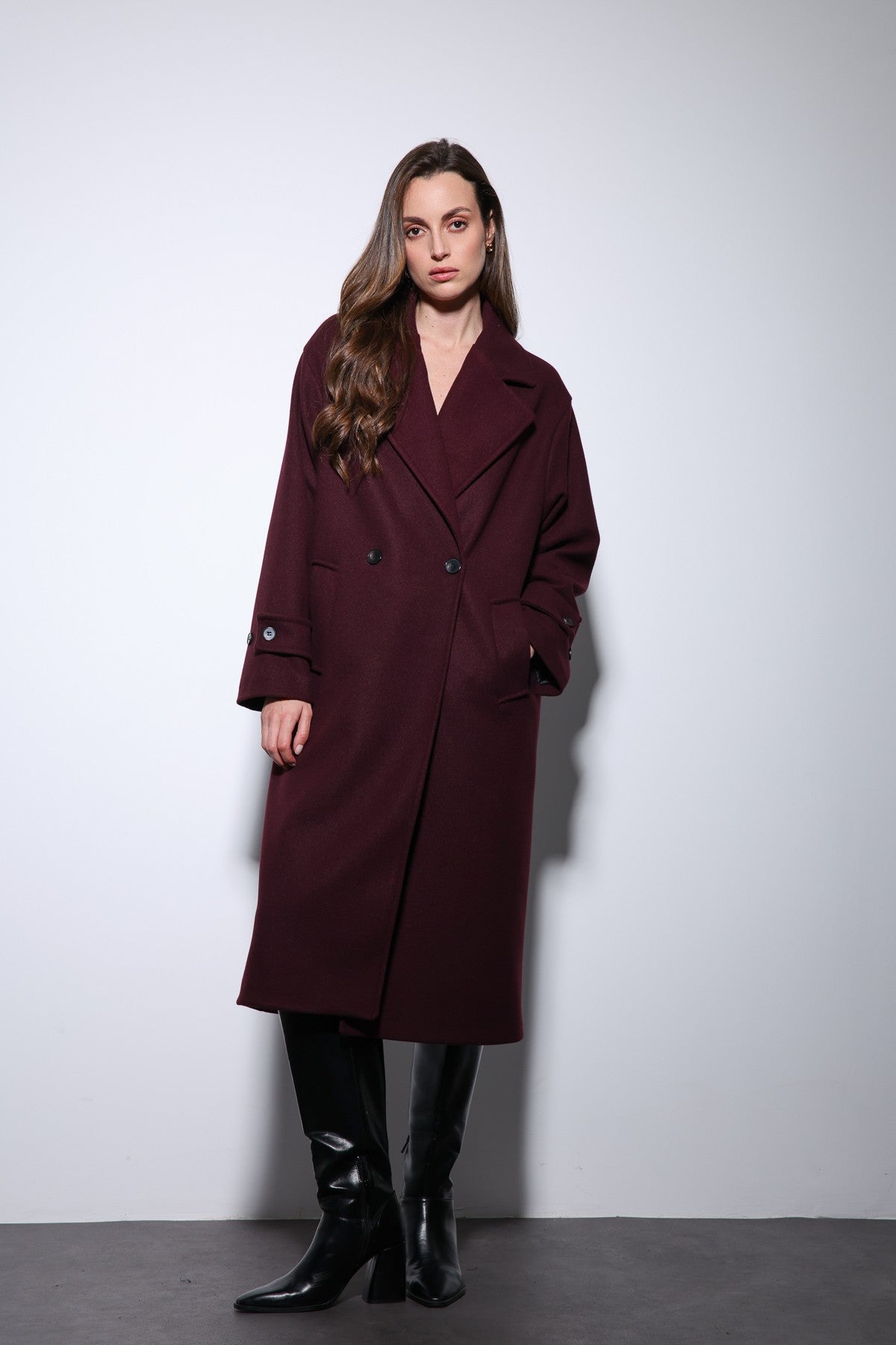 Antioch Women's Soft-Textured Oversized Double-Breasted Coat