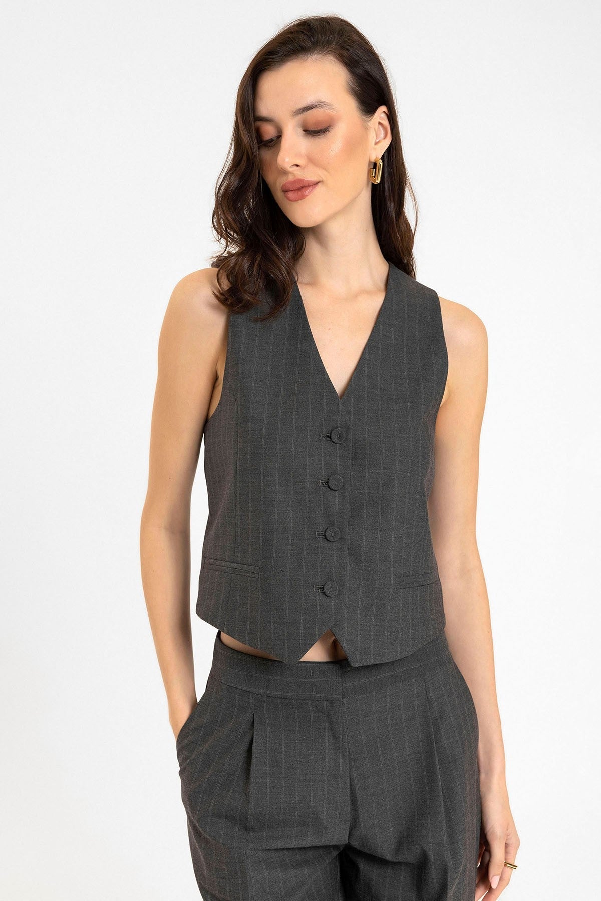 Antioch Women's Striped Button-Front Vest