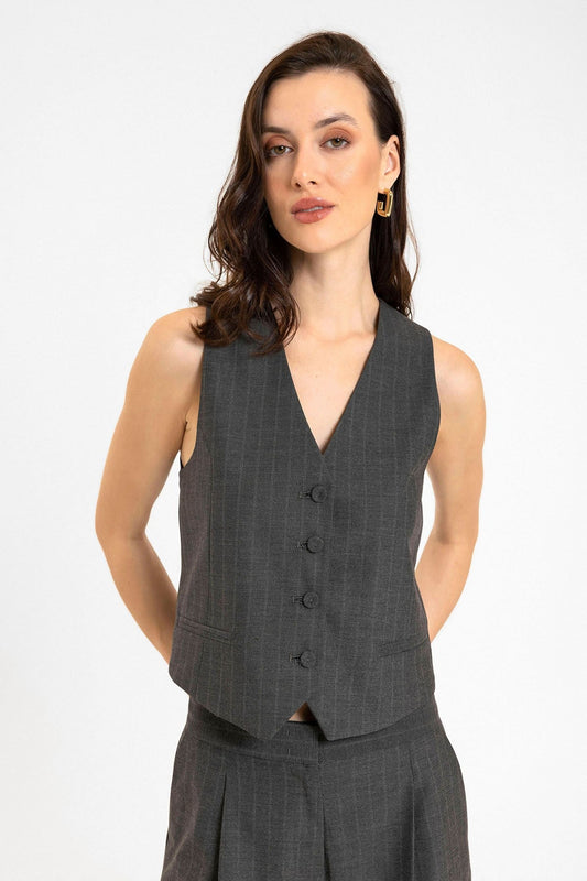 Antioch Women's Striped Button-Front Vest