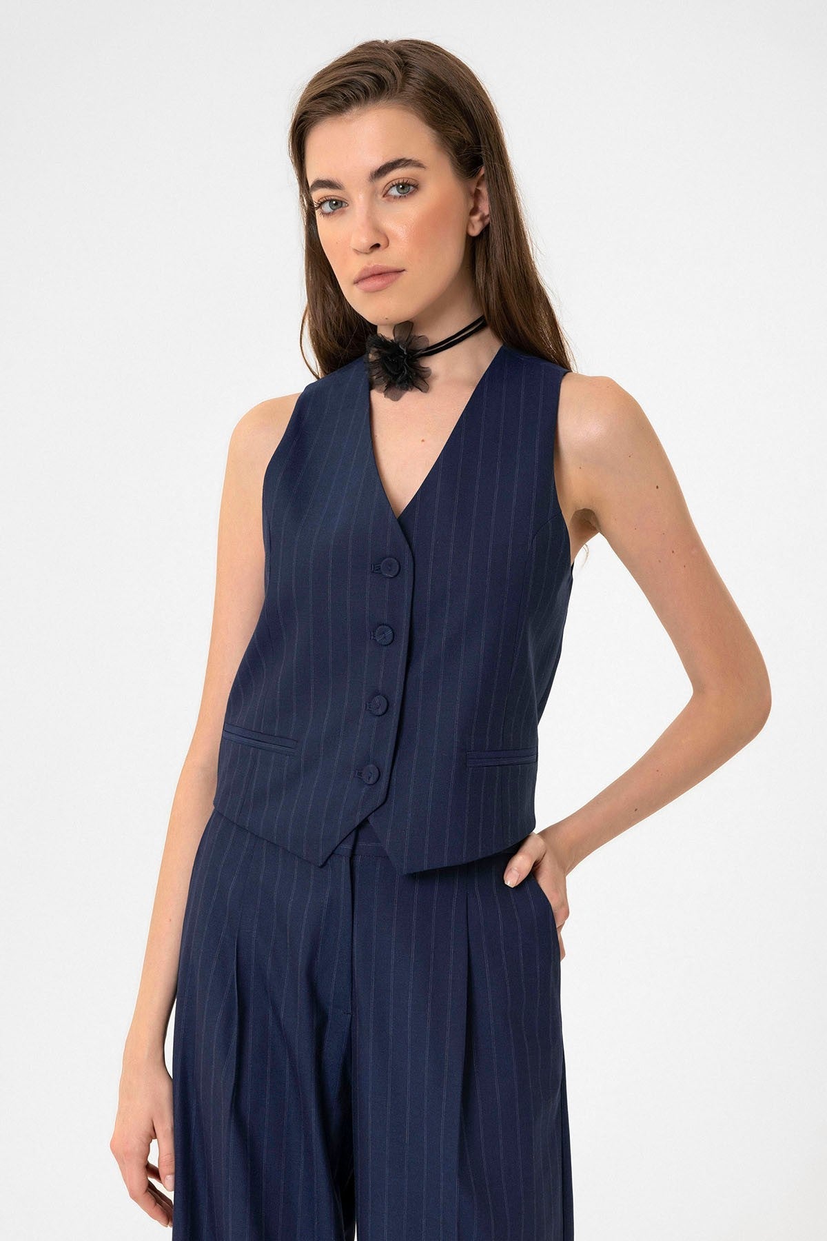 Antioch Women's Striped Button-Front Vest