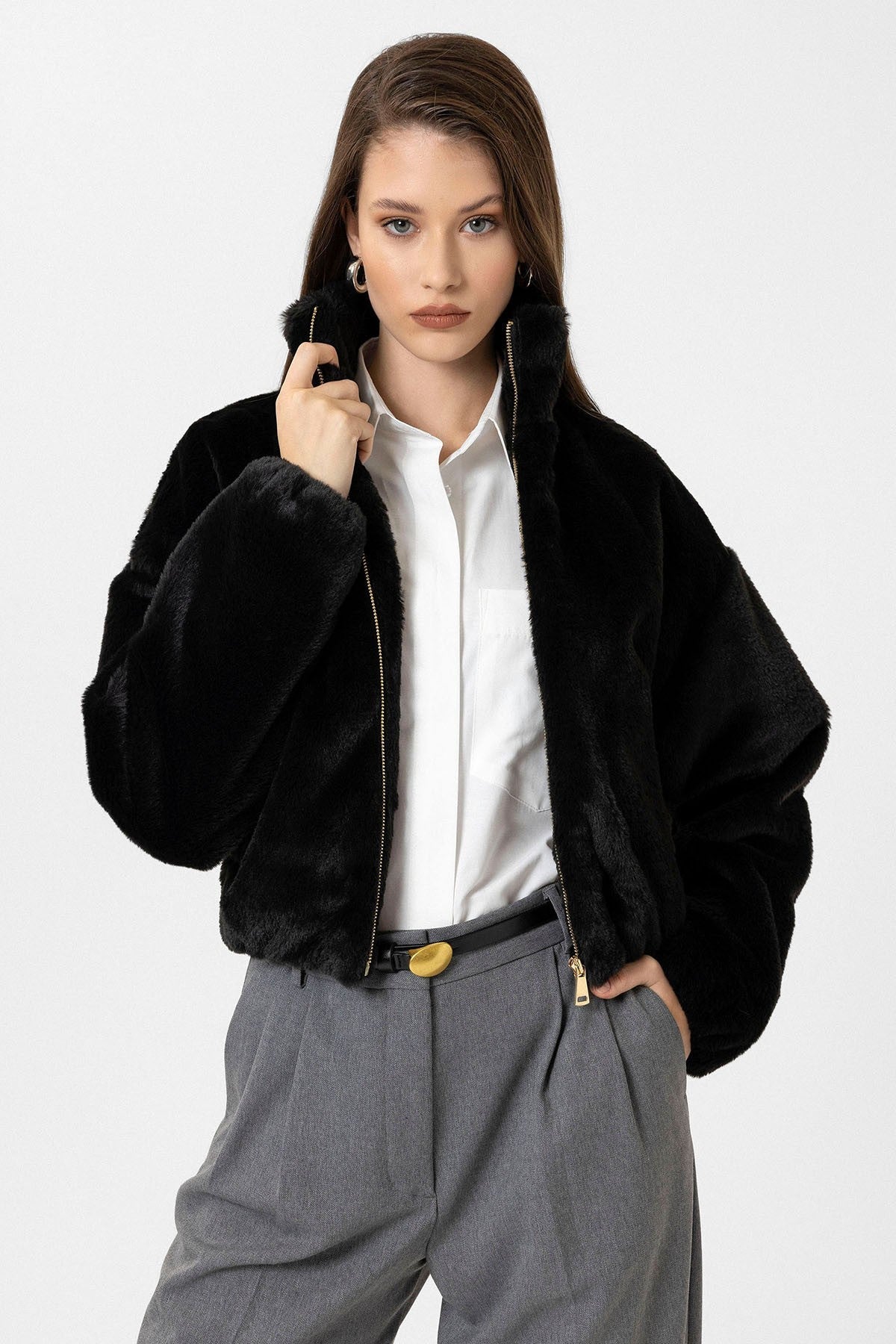 Antioch Women's Elastic-Waist Faux Fur Coat