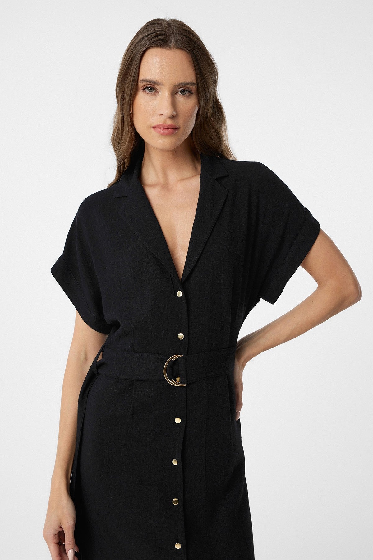 Antioch Linen-Blend Arched-Waist Women's Dress
