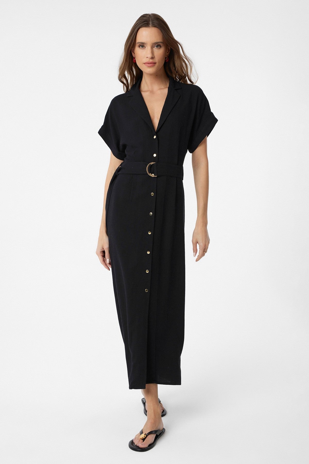 Antioch Linen-Blend Arched-Waist Women's Dress
