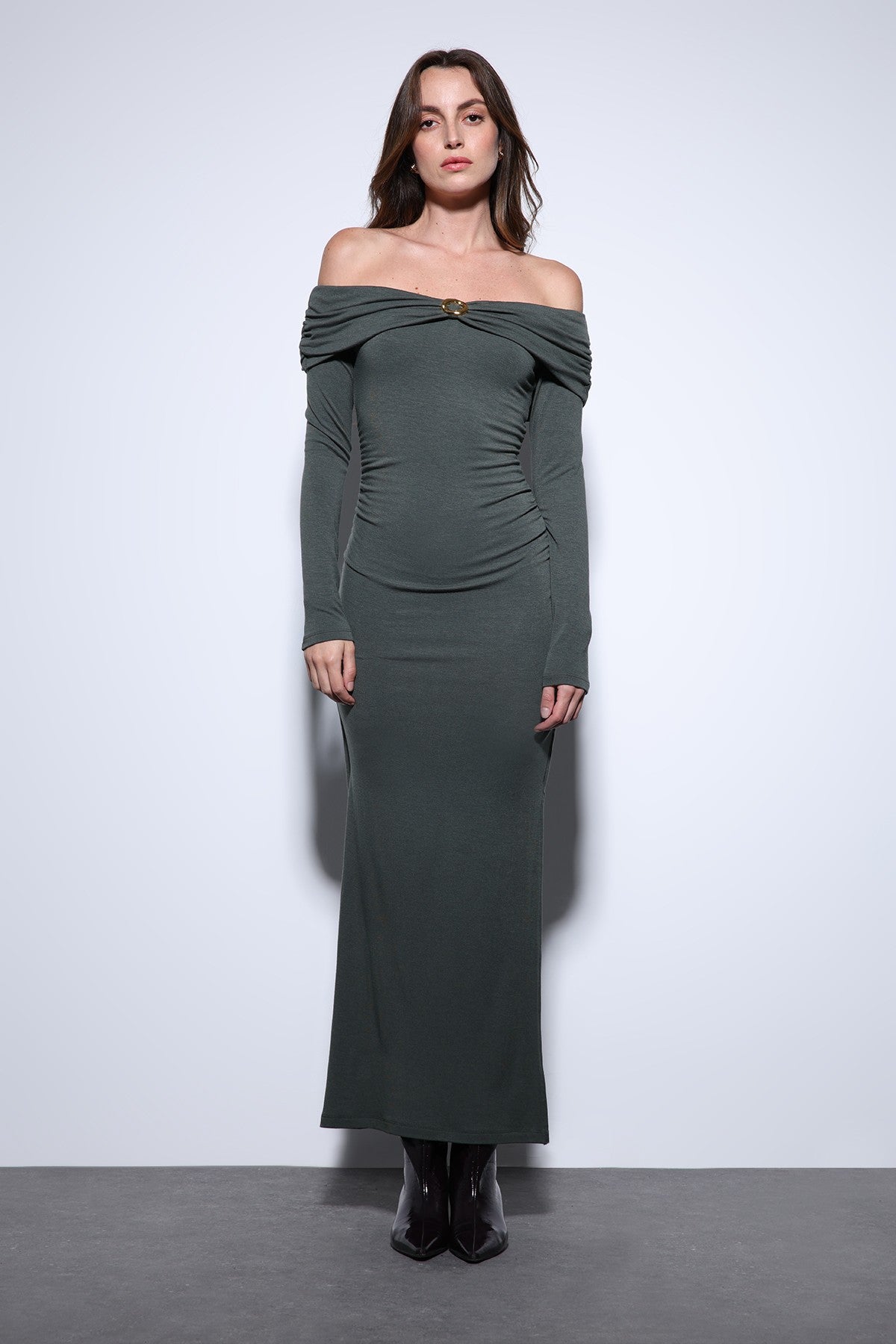 Antioch Drape Dress with Detailed Embellishments