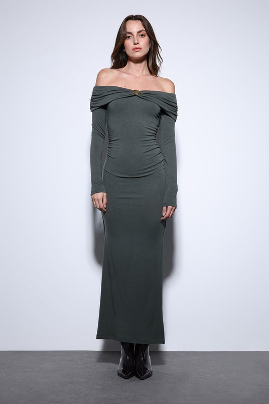 Antioch Drape Dress with Detailed Embellishments