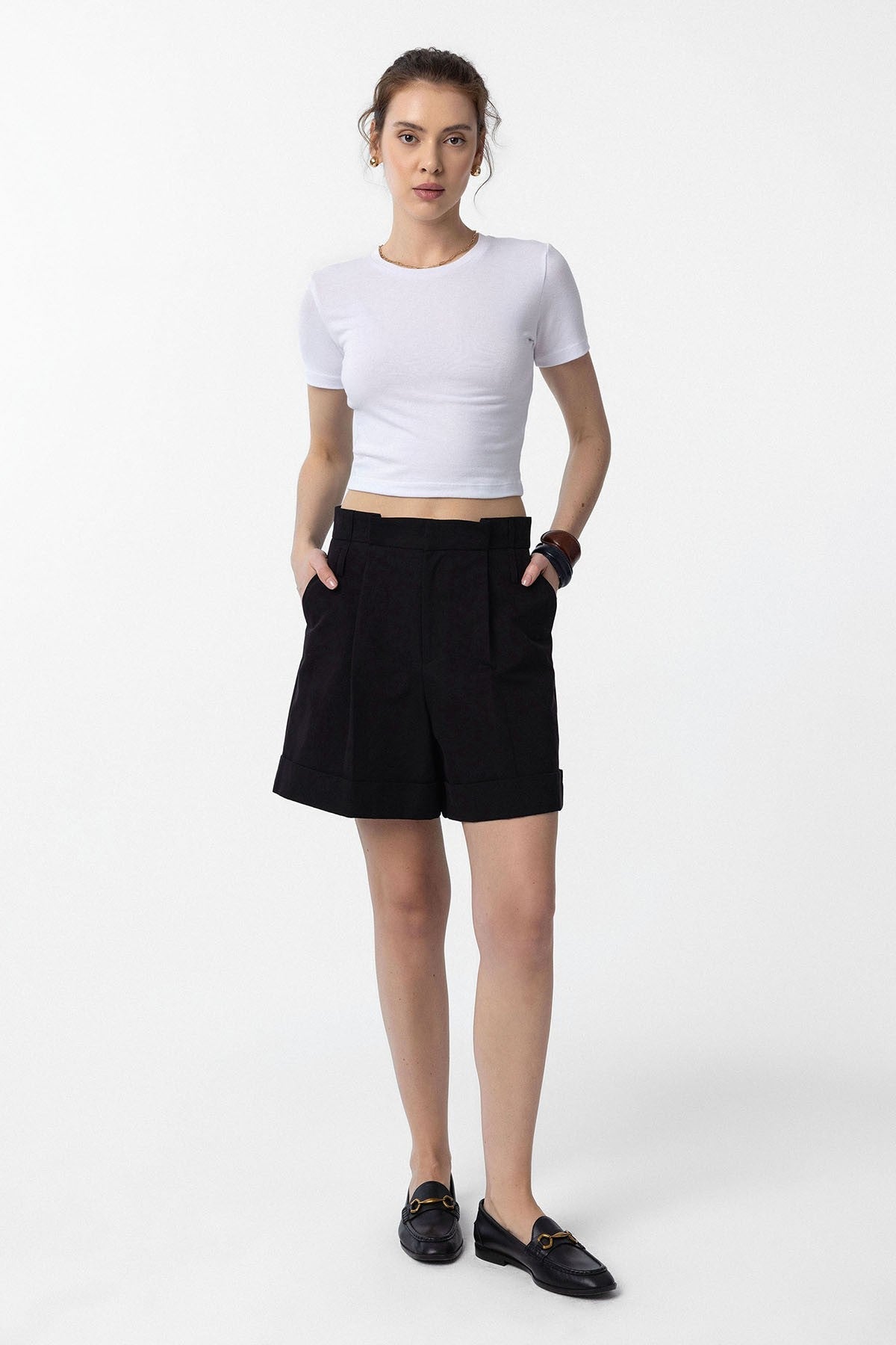 Antioch Women's High-Waisted Bermuda Shorts with Pockets