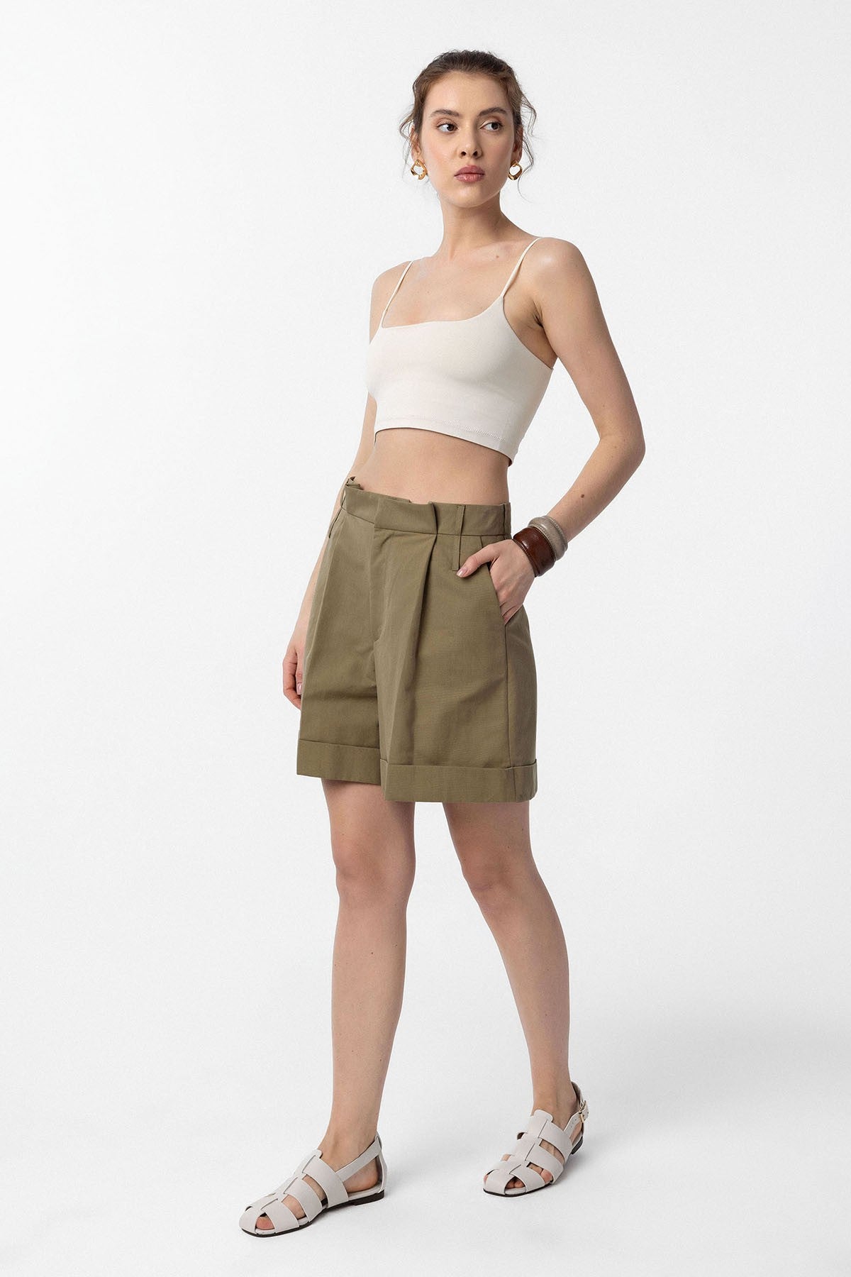 Antioch Women's High-Waisted Bermuda Shorts with Pockets