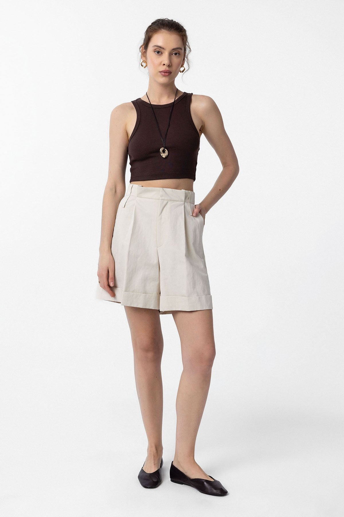 Antioch Women's High-Waisted Bermuda Shorts with Pockets