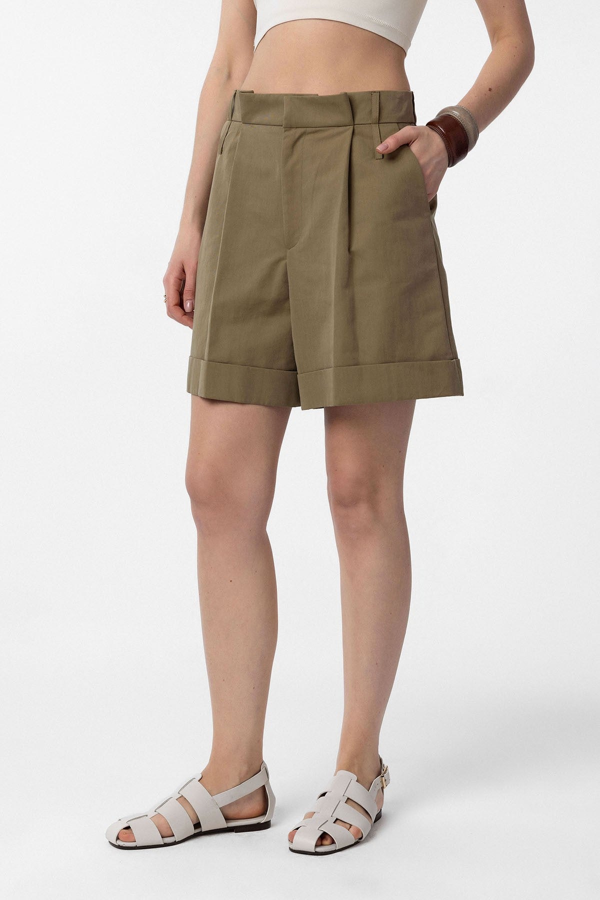 Antioch Women's High-Waisted Bermuda Shorts with Pockets