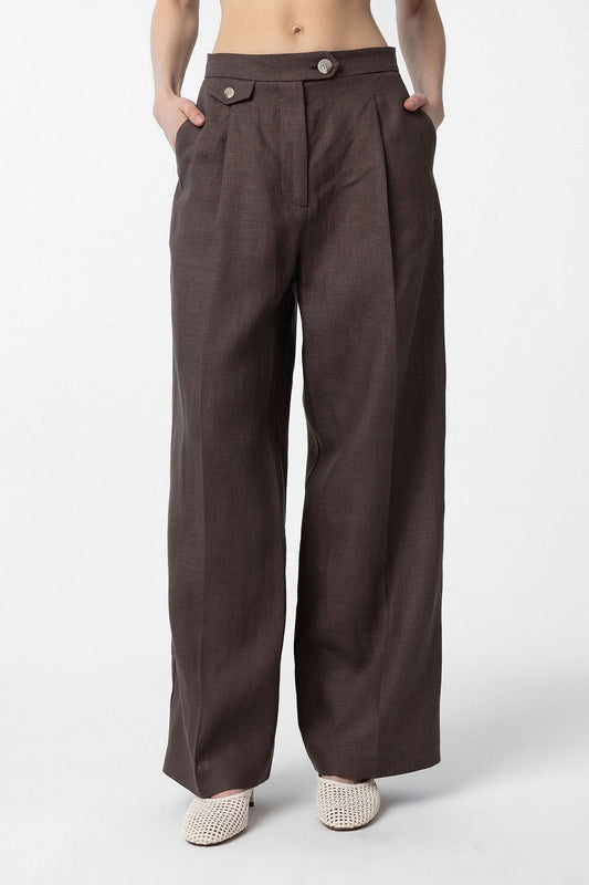 Antioch 100% Linen High-Waisted Pleated Women's Pants