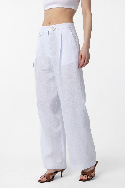 Antioch 100% Linen High-Waisted Pleated Women's Pants
