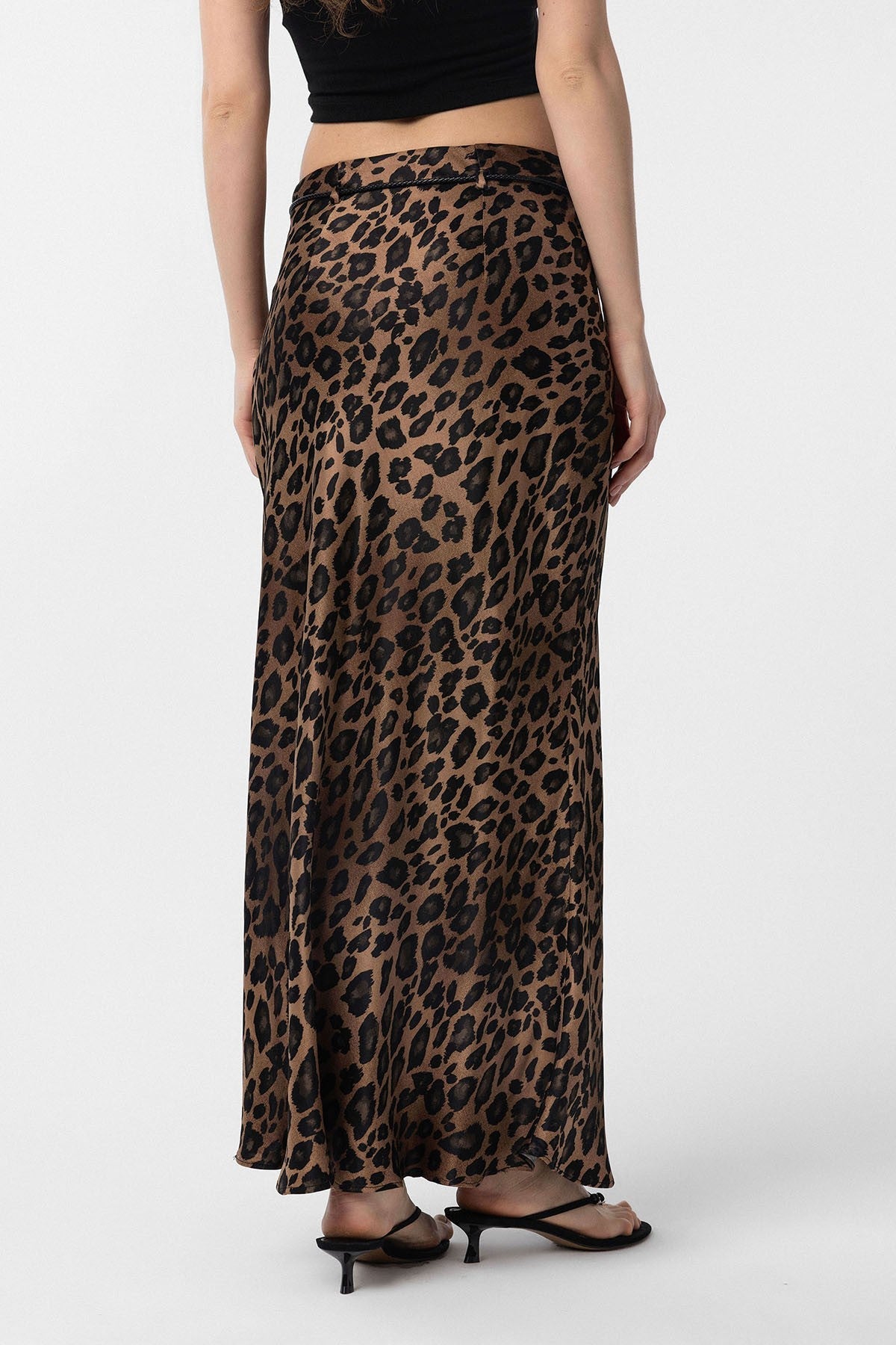 Antioch Leopard-Print Long Women's Skirt with Belt