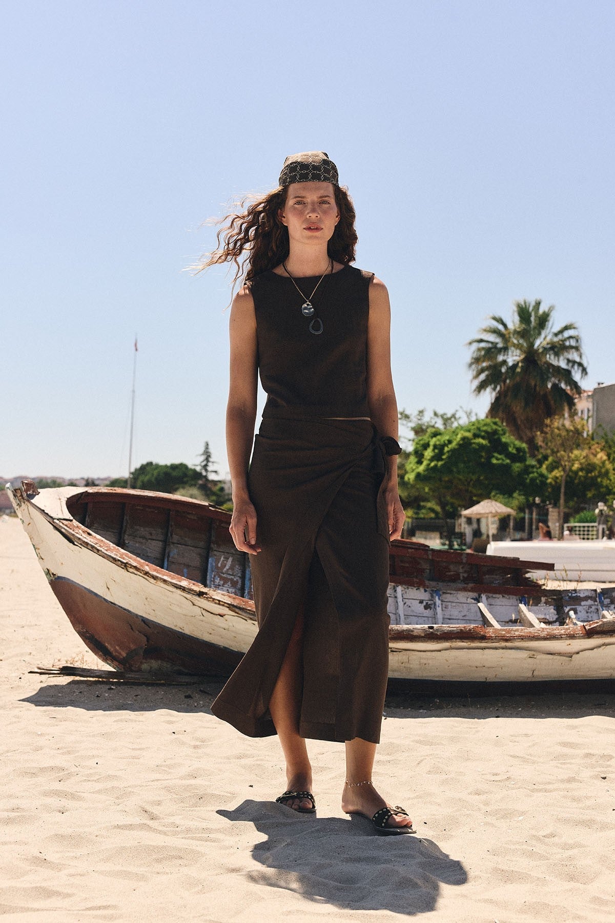 Antioch Linen-Blend Belted Women's Skirt