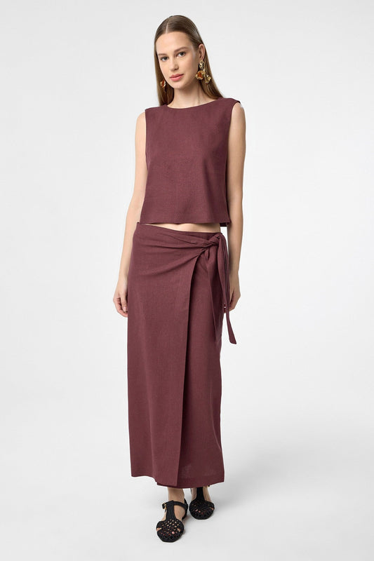 Antioch Linen-Blend Belted Women's Skirt