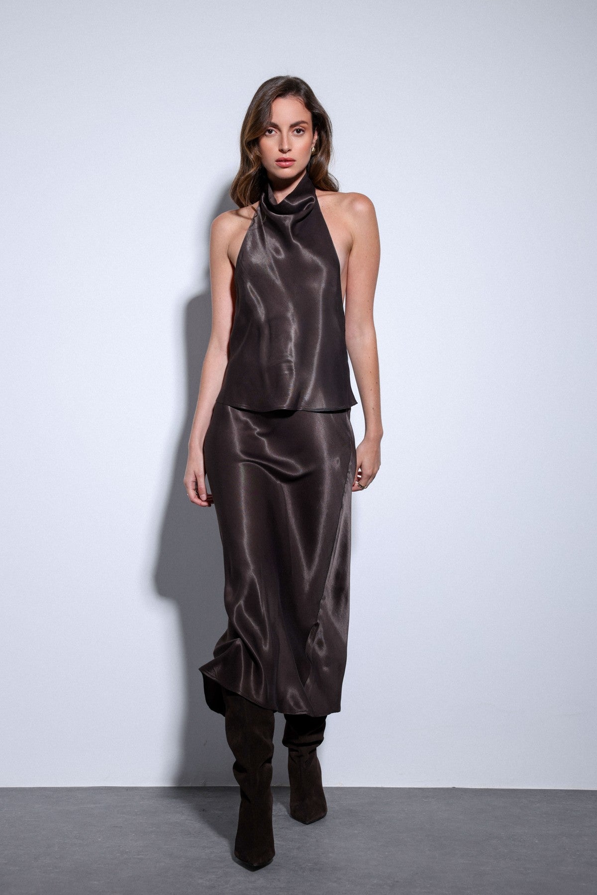 Antioch Satin Midi Skirt