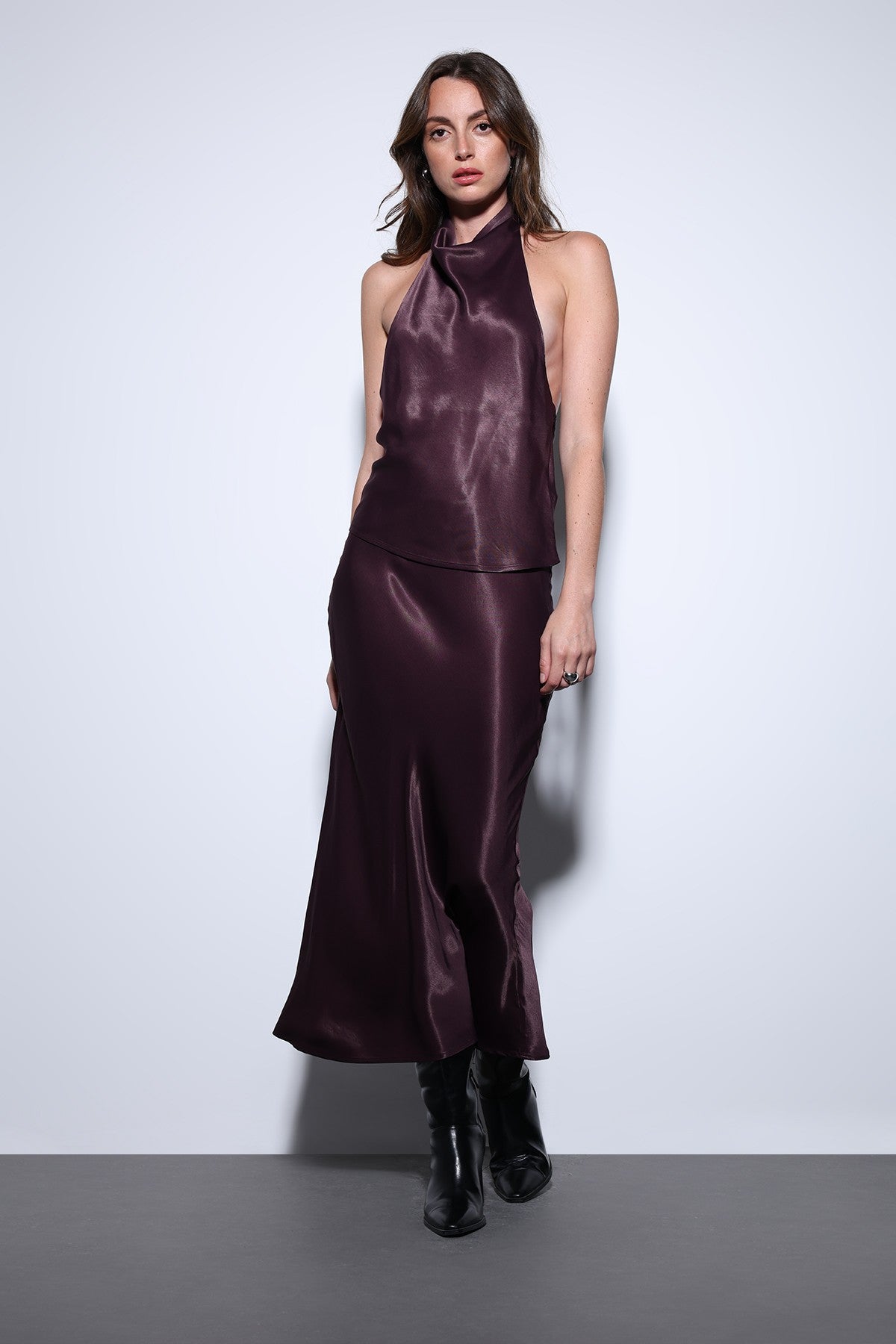 Antioch Satin Midi Skirt