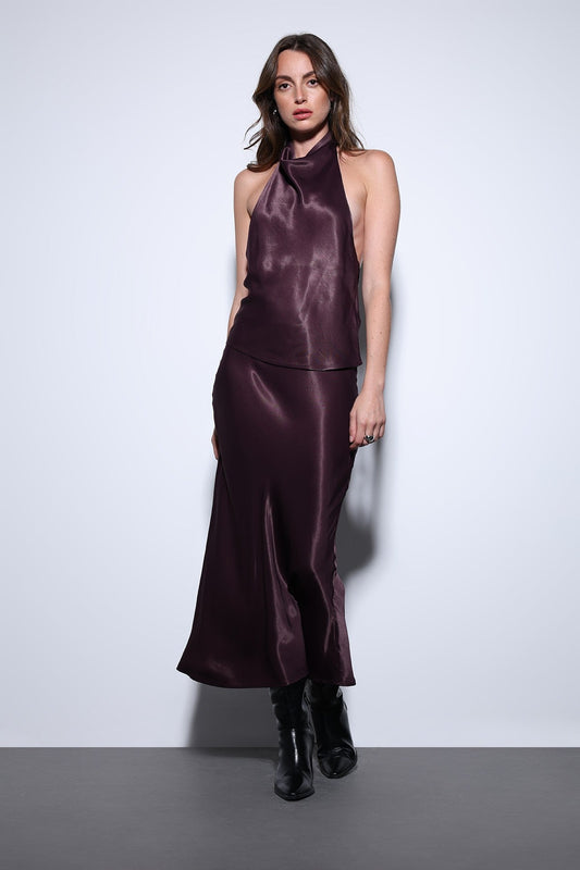 Antioch Satin Midi Skirt