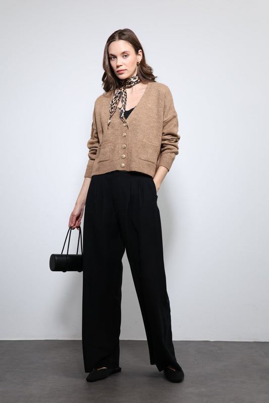 Women's Pleated Pants with Elastic Waistband