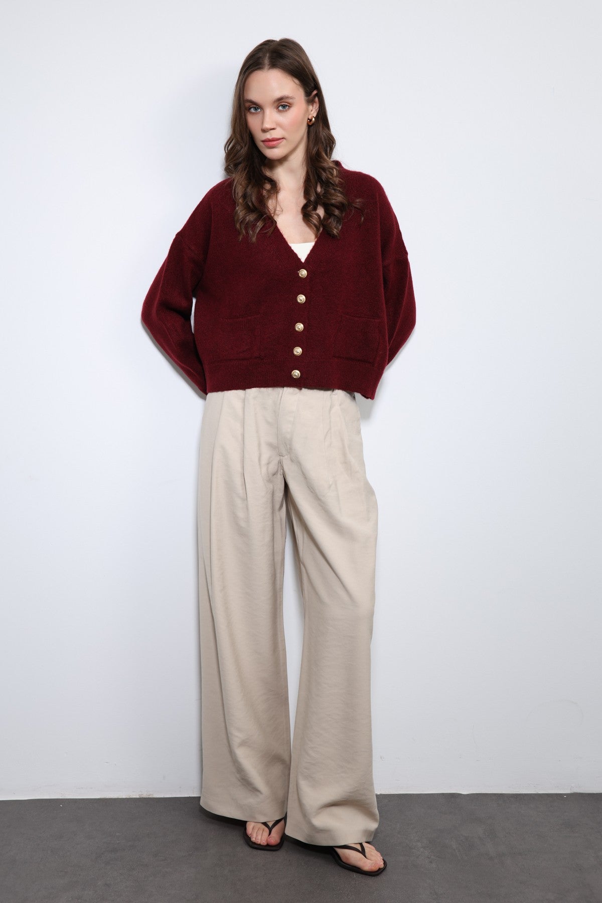 Women's Pleated Pants with Elastic Waistband