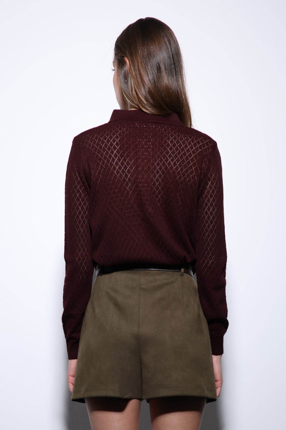 Women's Patterned Polo-Neck Knit Sweater by Antioch