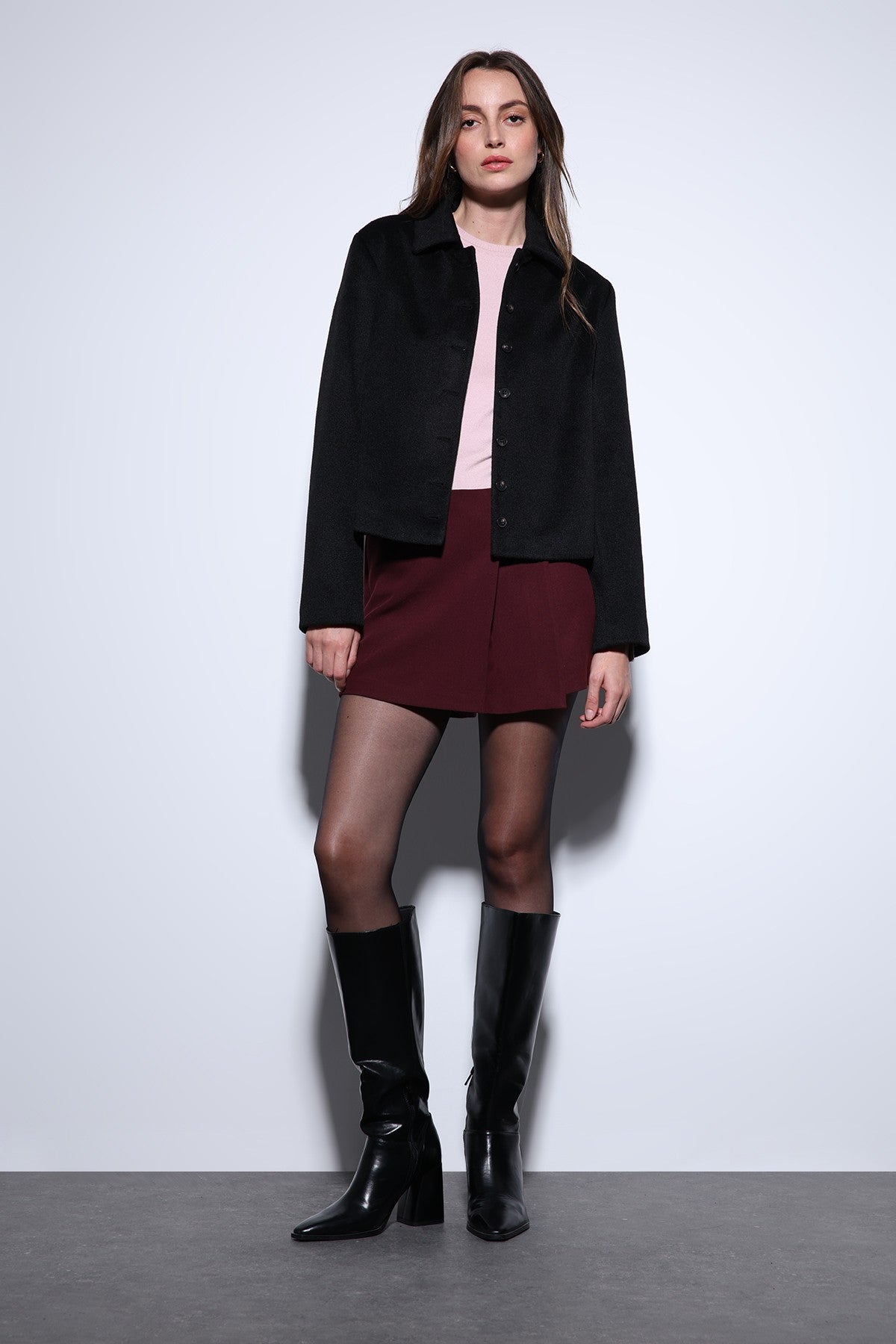 Antioch Shirt-Collar Short-Sleeved Cashmere Jacket
