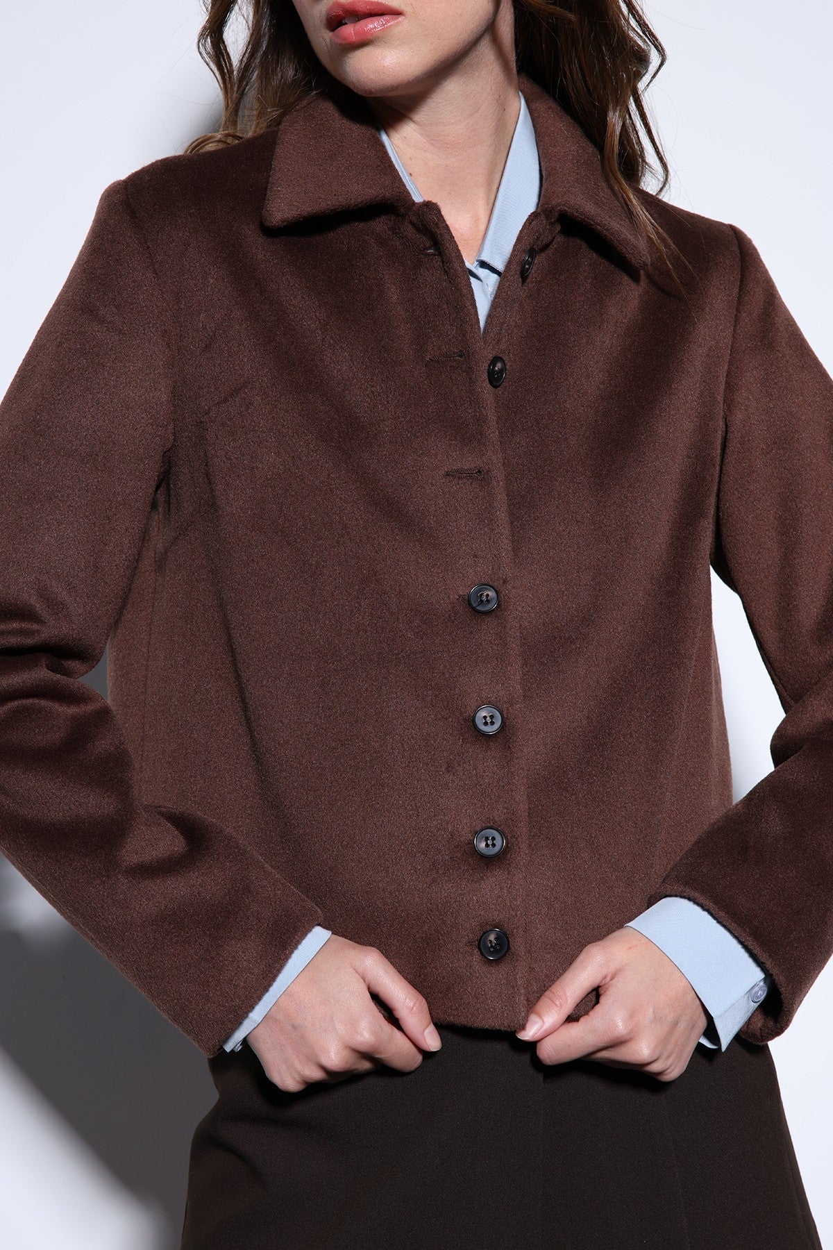 Antioch Shirt-Collar Short-Sleeved Cashmere Jacket