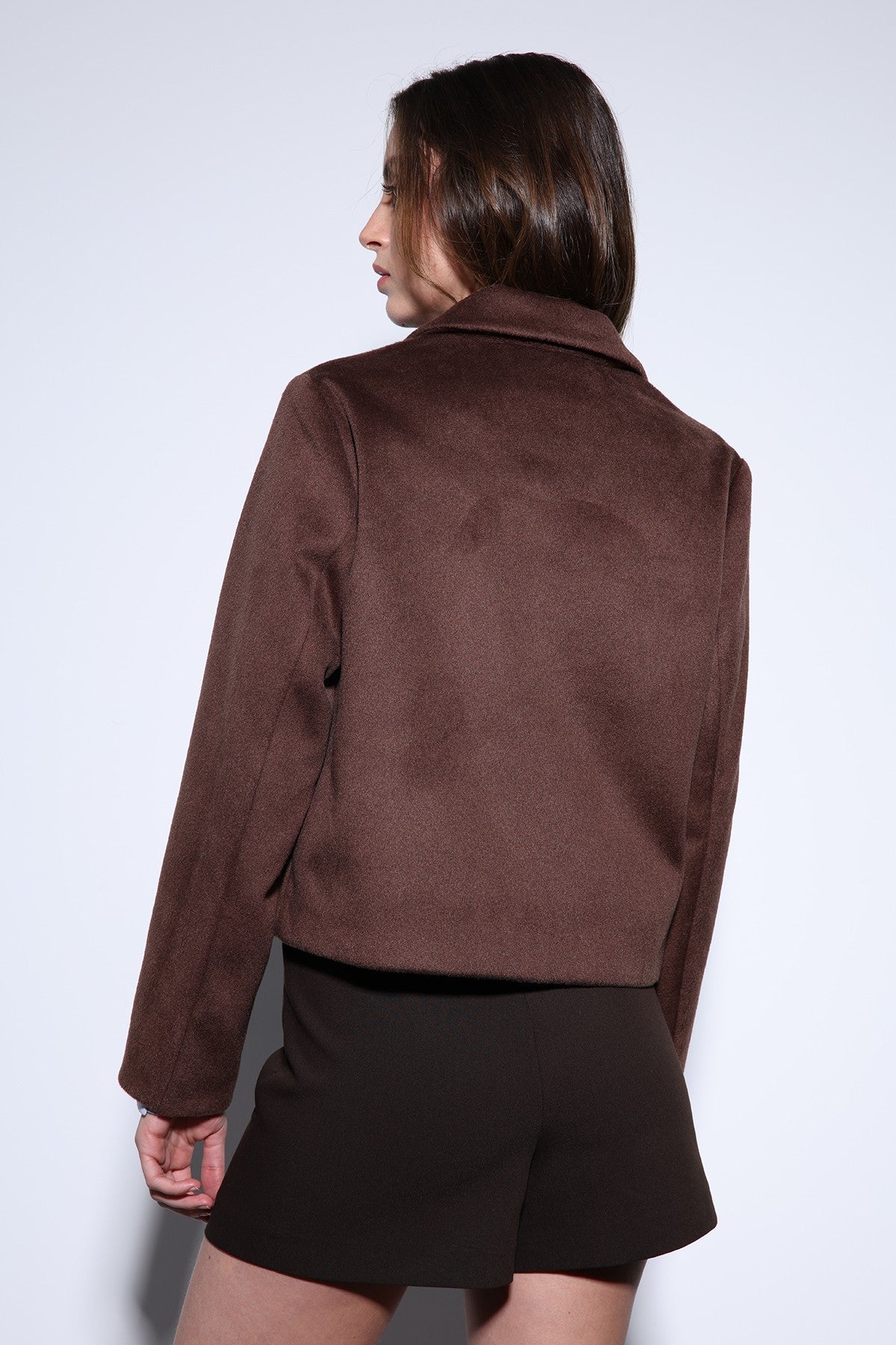 Antioch Shirt-Collar Short-Sleeved Cashmere Jacket