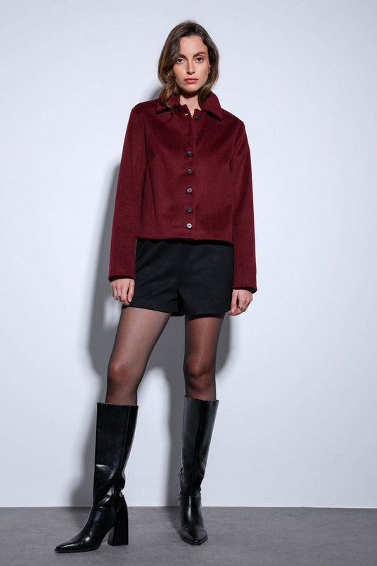 Antioch Shirt-Collar Short-Sleeved Cashmere Jacket