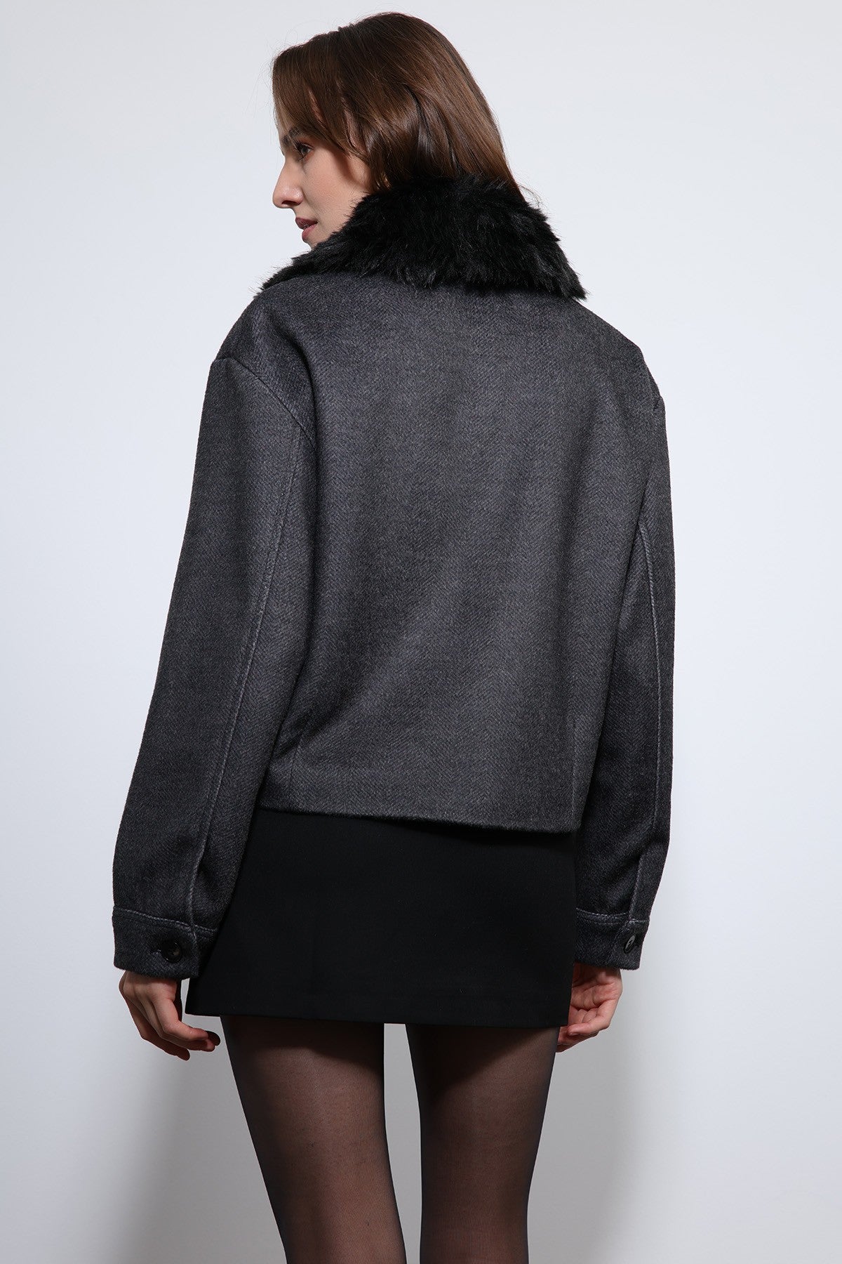 Antioch Wool-Blend Faux Fur Collar Jacket