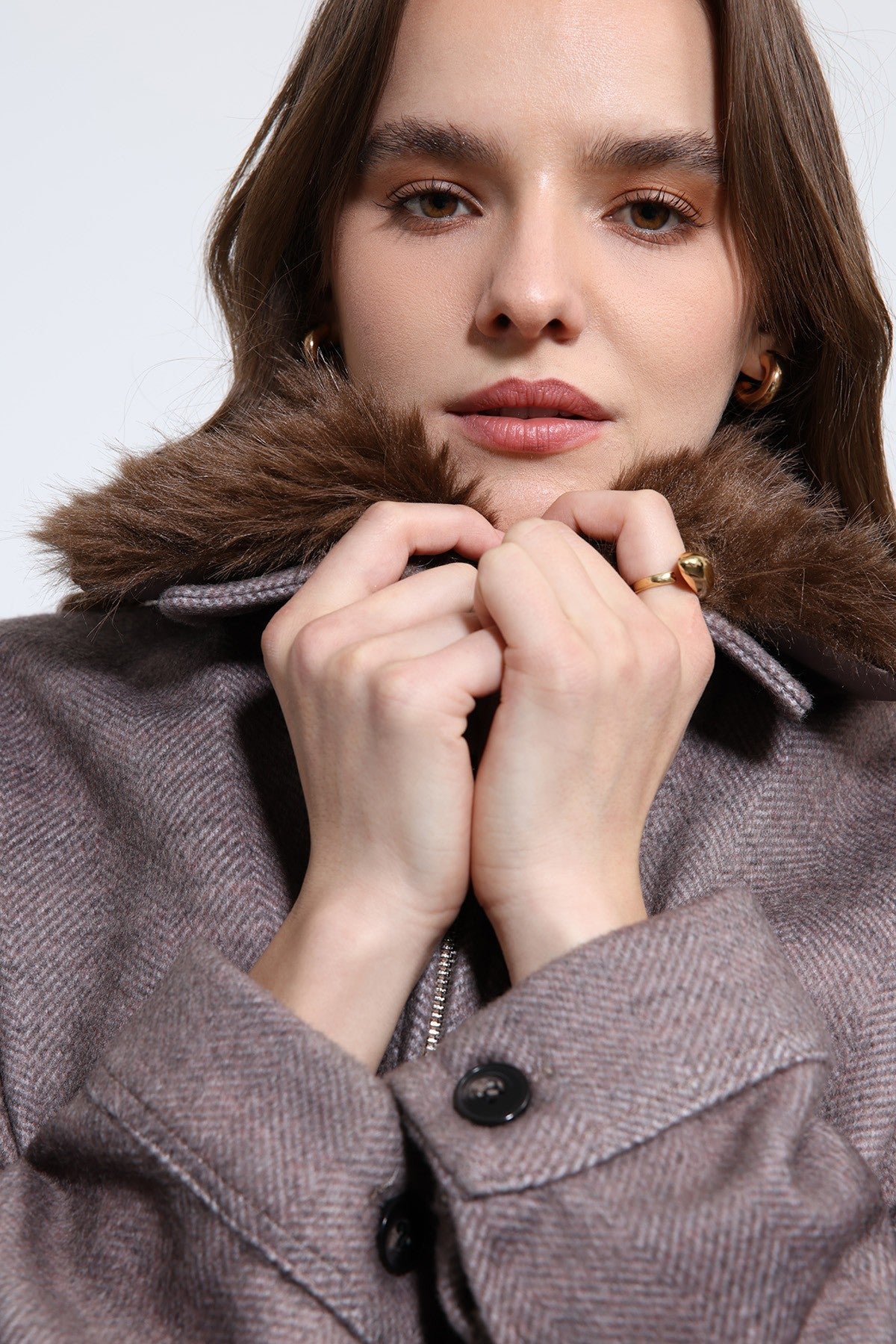 Antioch Wool-Blend Faux Fur Collar Jacket