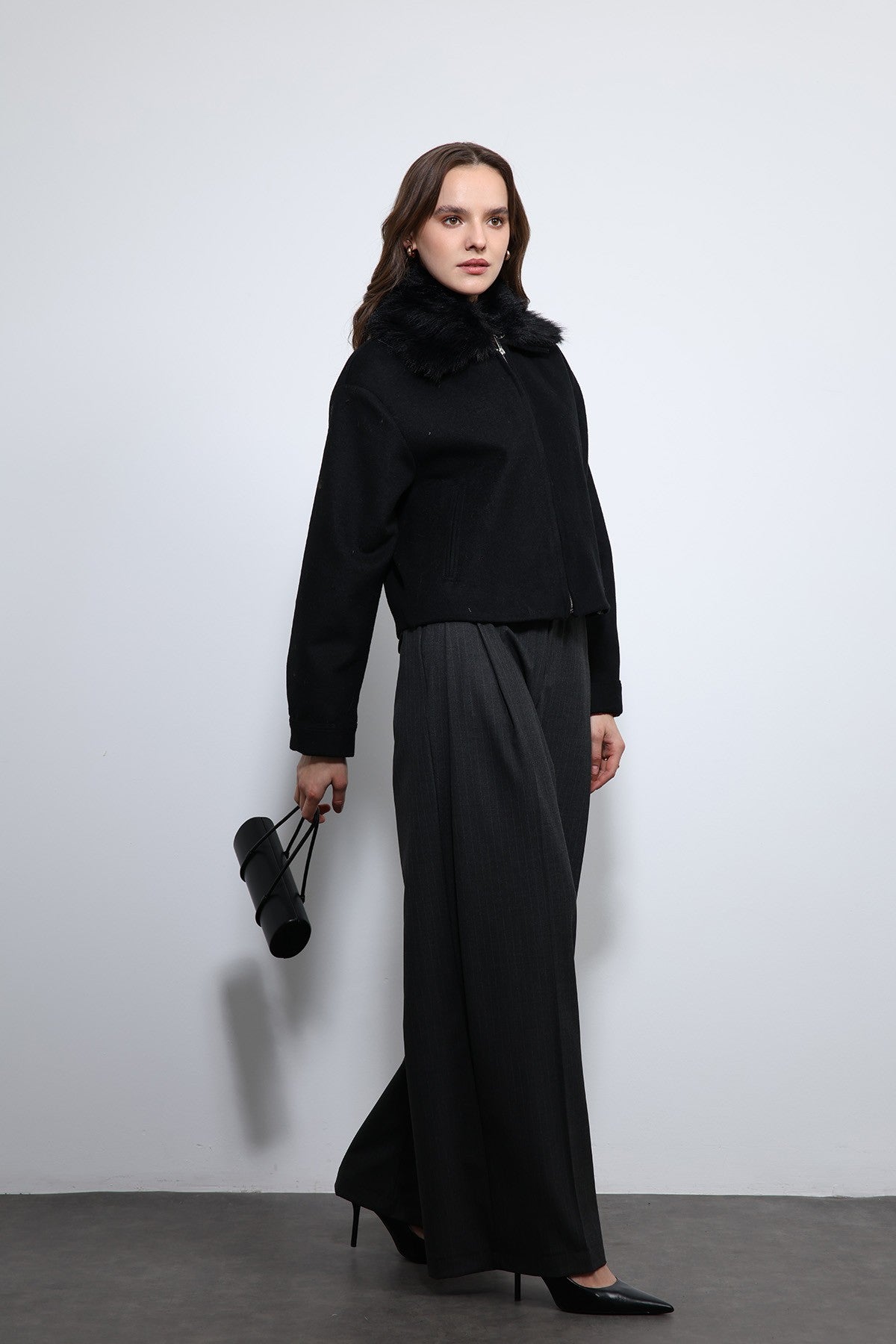 Antioch Wool-Blend Faux Fur Collar Jacket