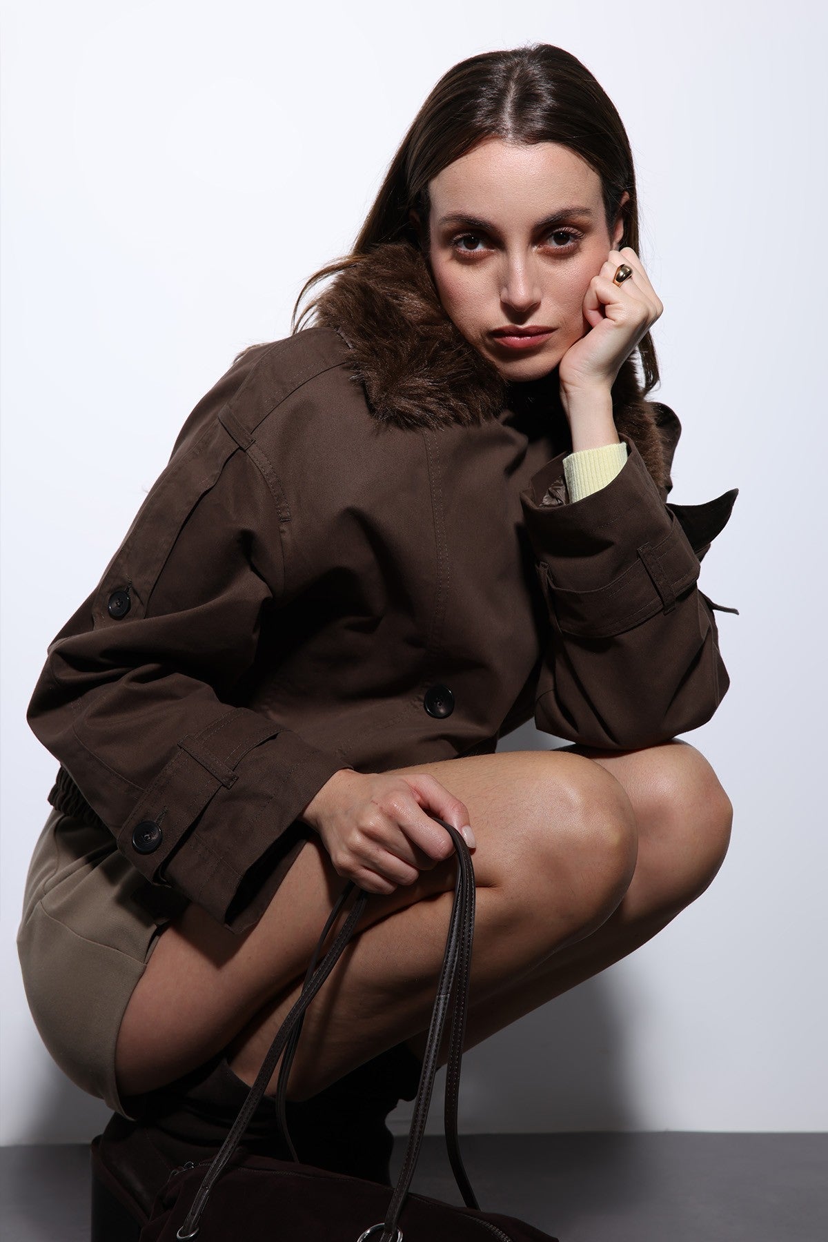 Antioch Women's Short Faux Fur Trench Coat