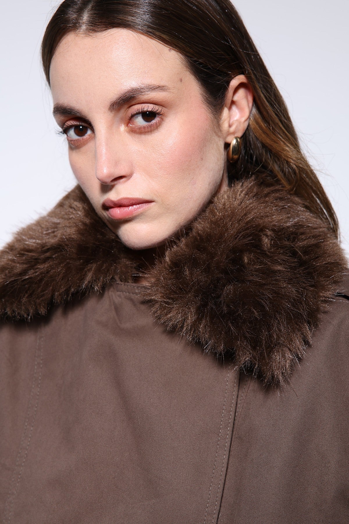 Antioch Women's Short Faux Fur Trench Coat