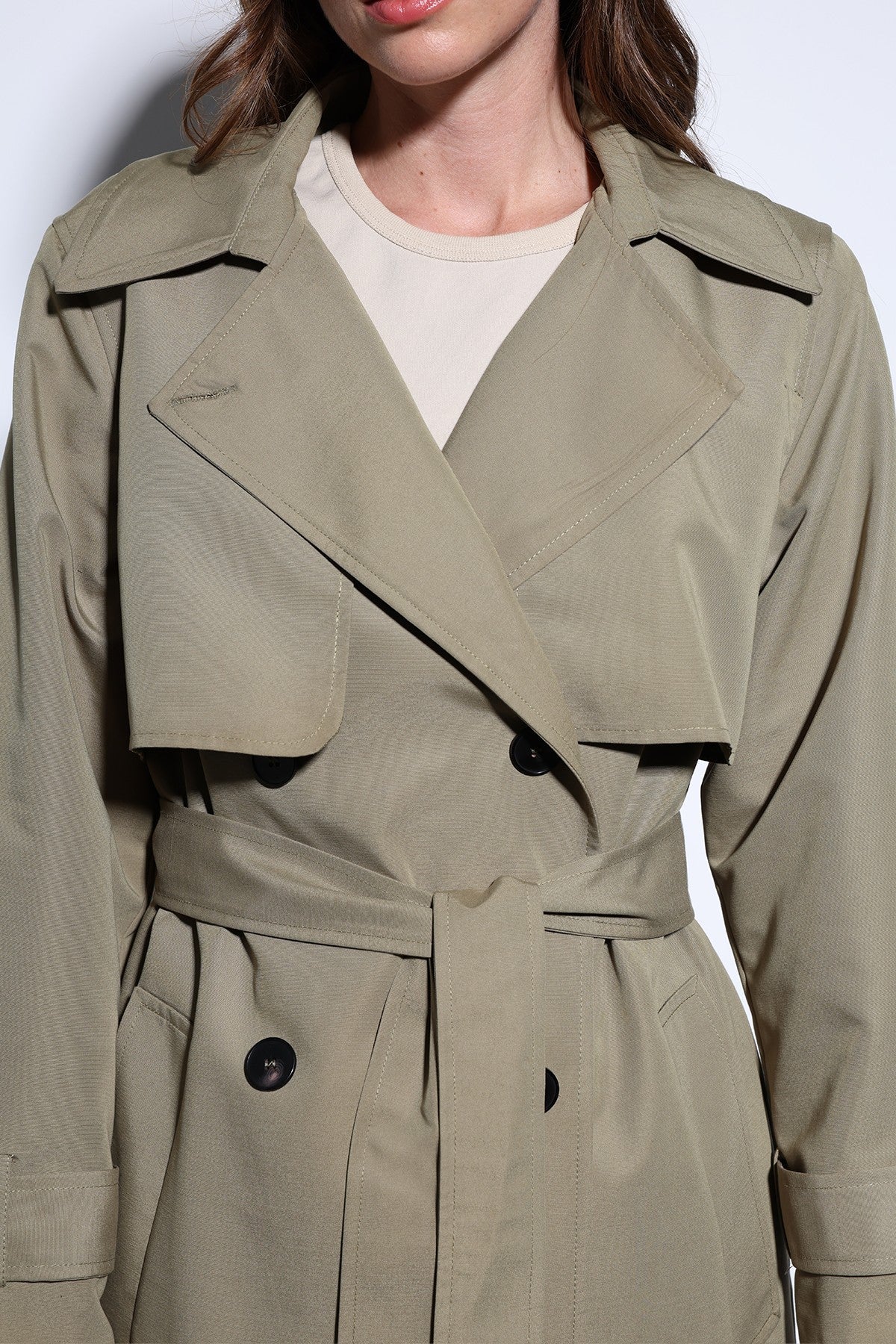 Women's Trench Coat with a Wrap-Around Belt