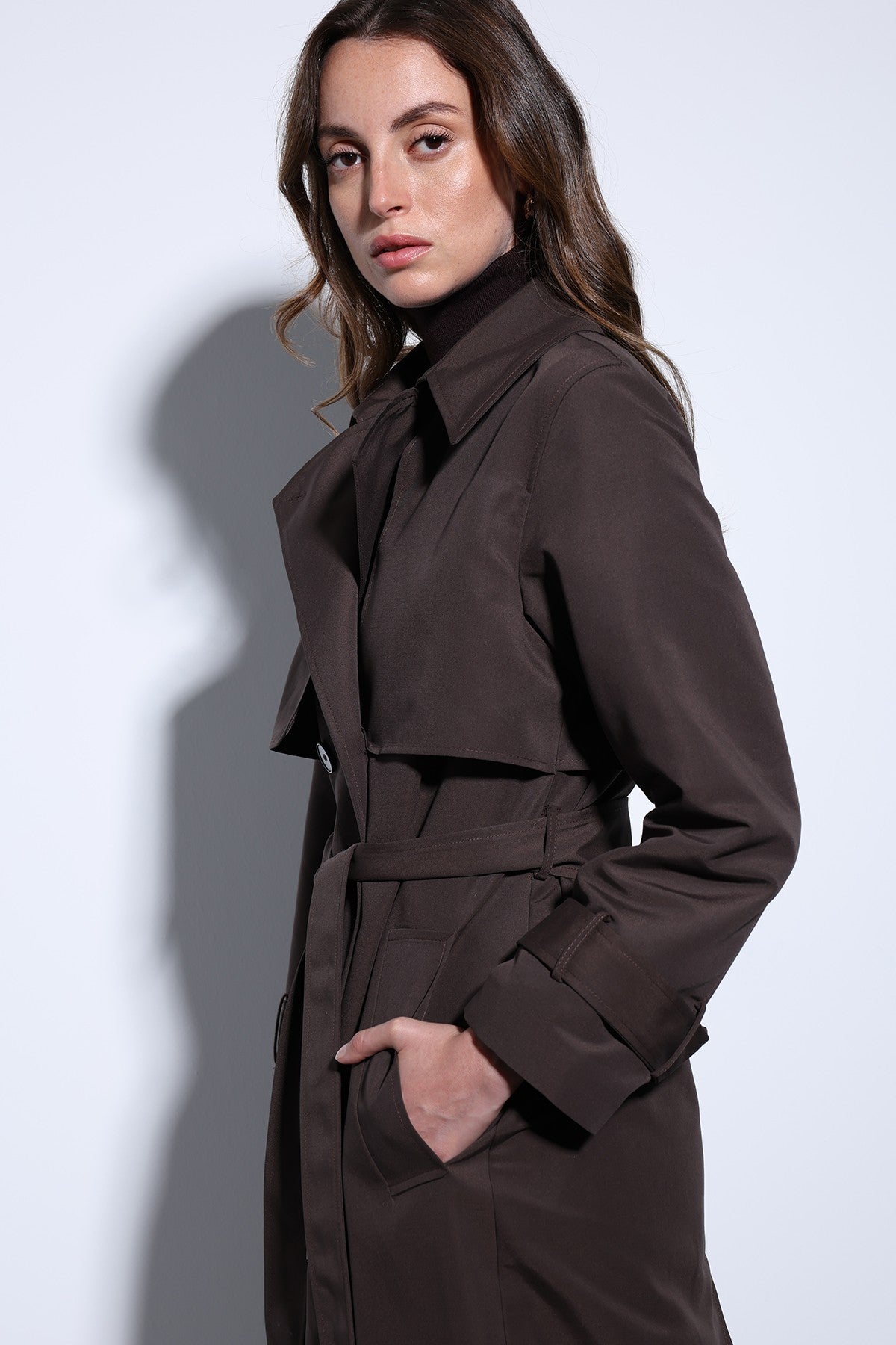Women's Trench Coat with a Wrap-Around Belt