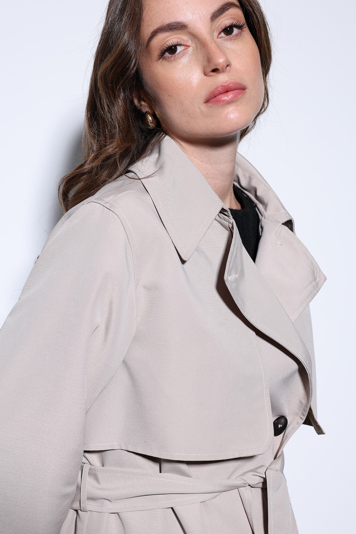 Women's Trench Coat with a Wrap-Around Belt