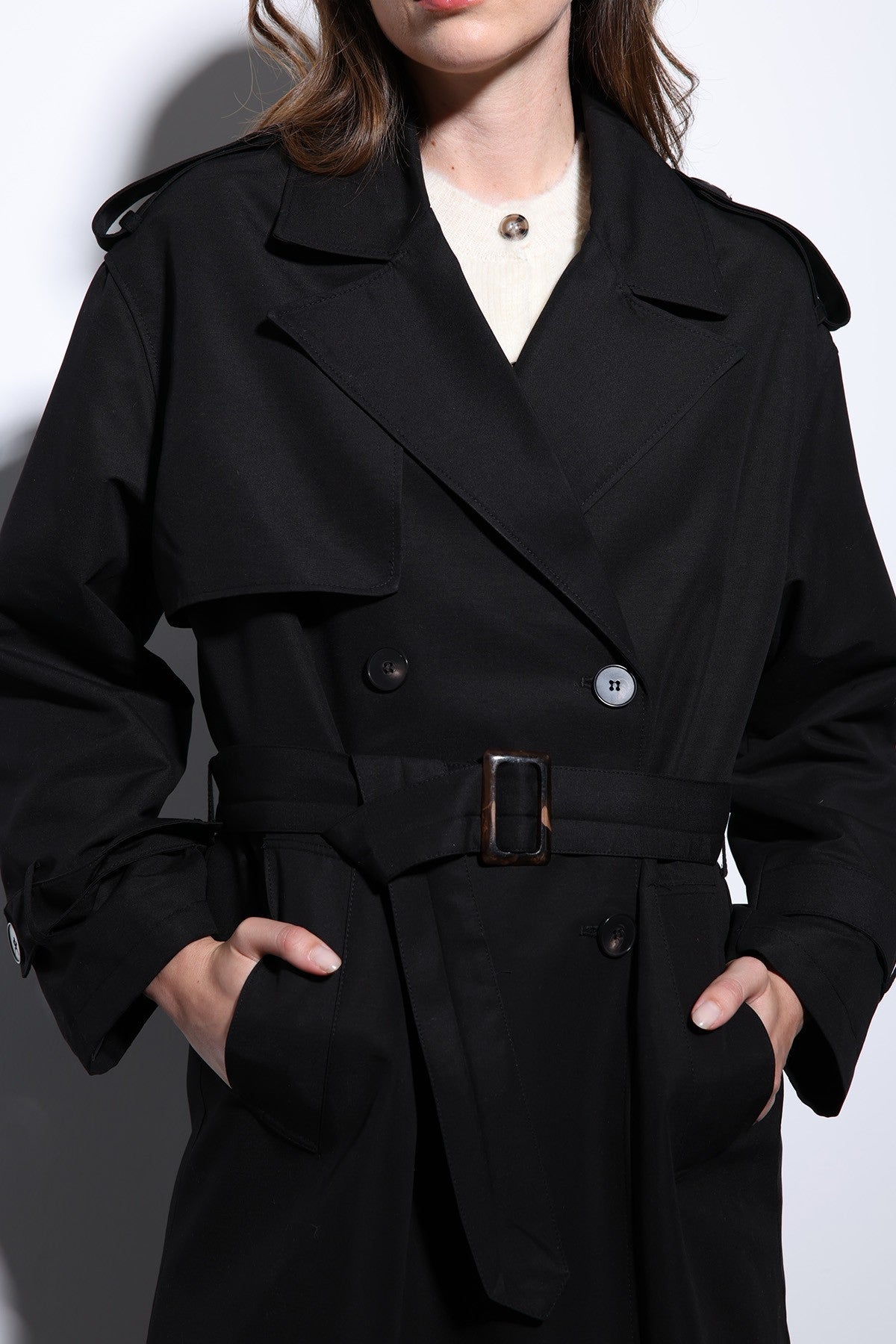 Antioch Women's Trench Coat with Cross-Over Belt