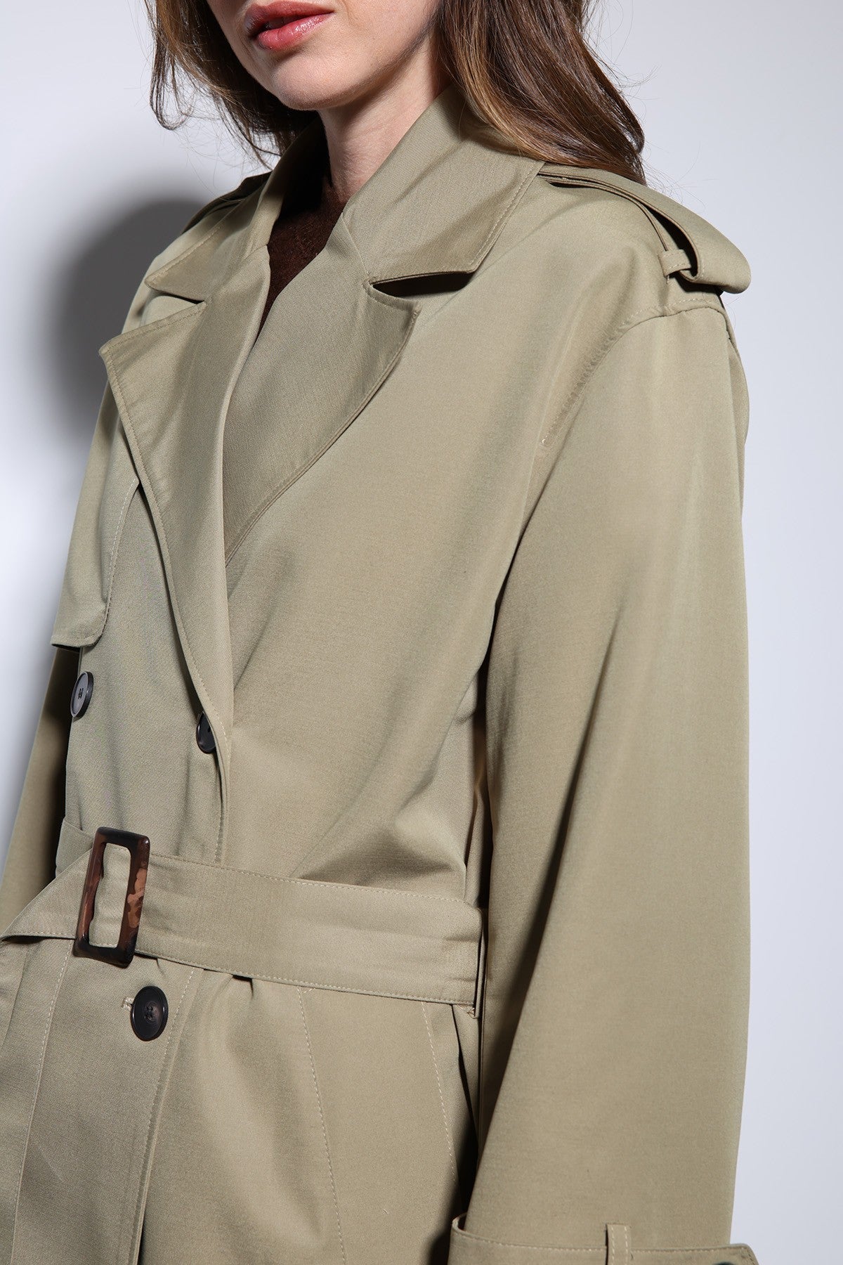 Antioch Women's Trench Coat with Cross-Over Belt