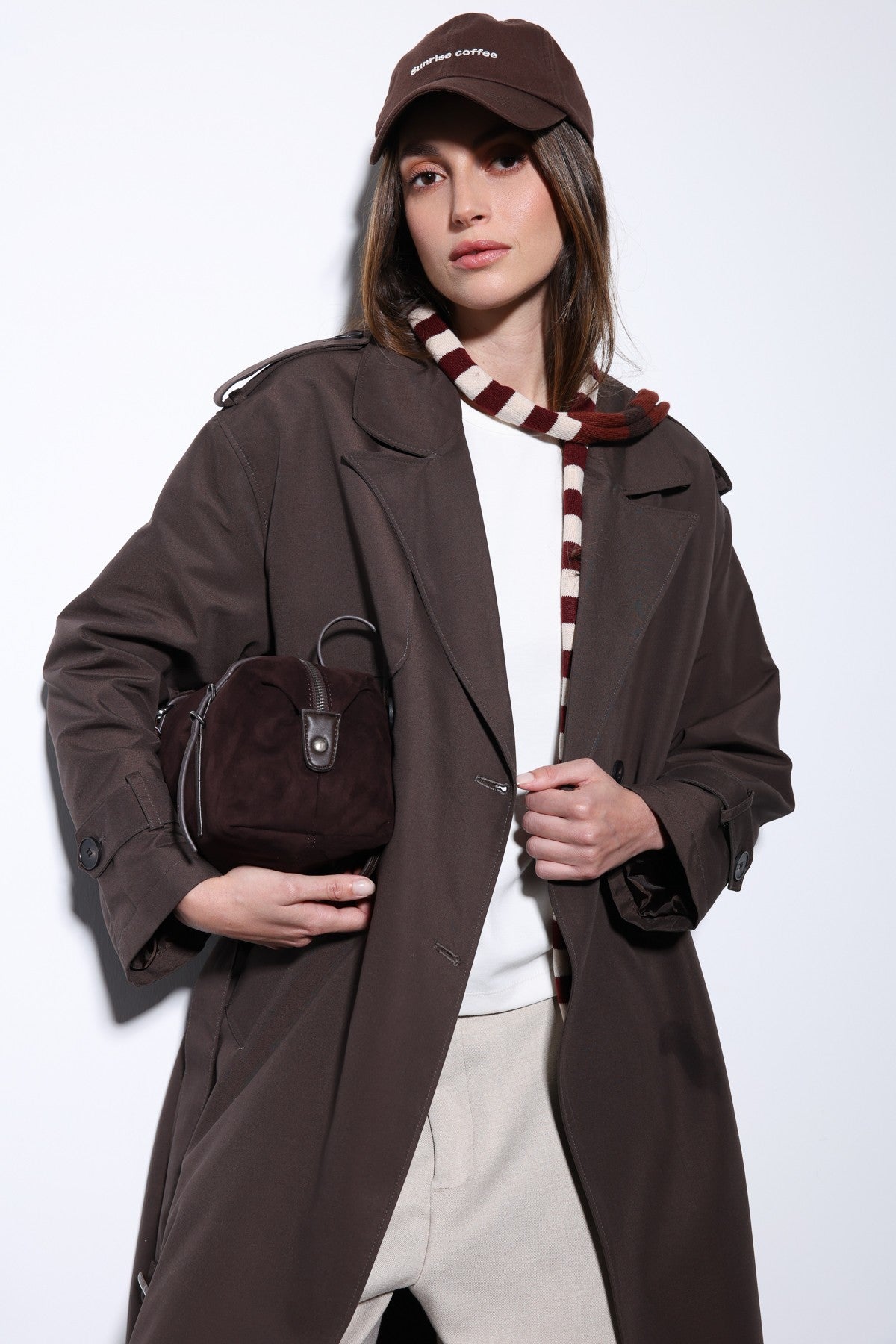 Antioch Women's Trench Coat with Cross-Over Belt