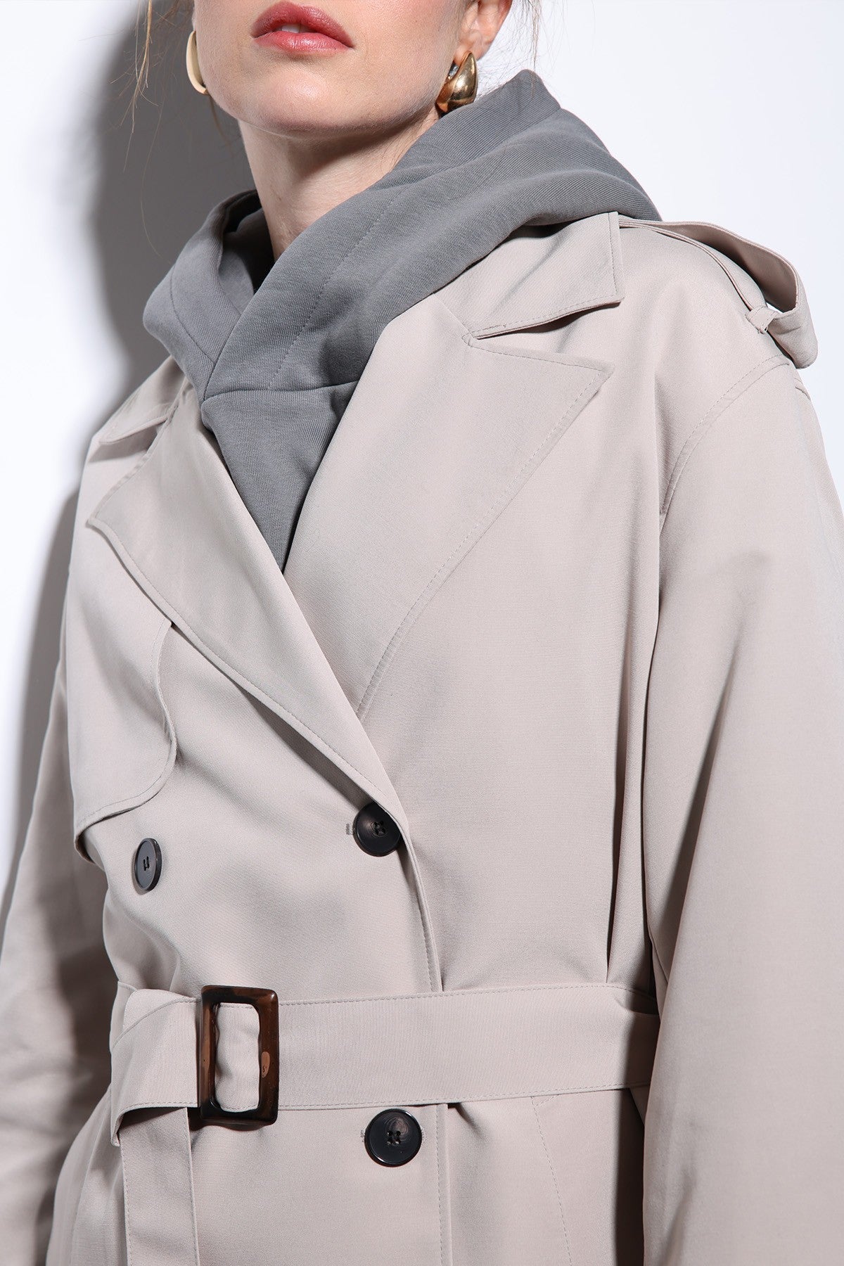 Antioch Women's Trench Coat with Cross-Over Belt