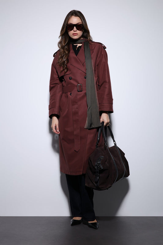 Antioch Women's Trench Coat with Cross-Over Belt