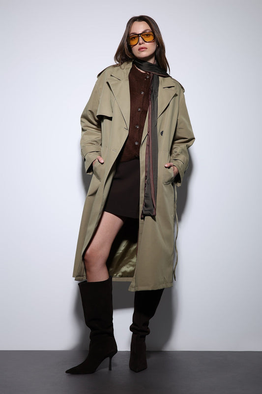 Antioch Women's Trench Coat with Cross-Over Belt