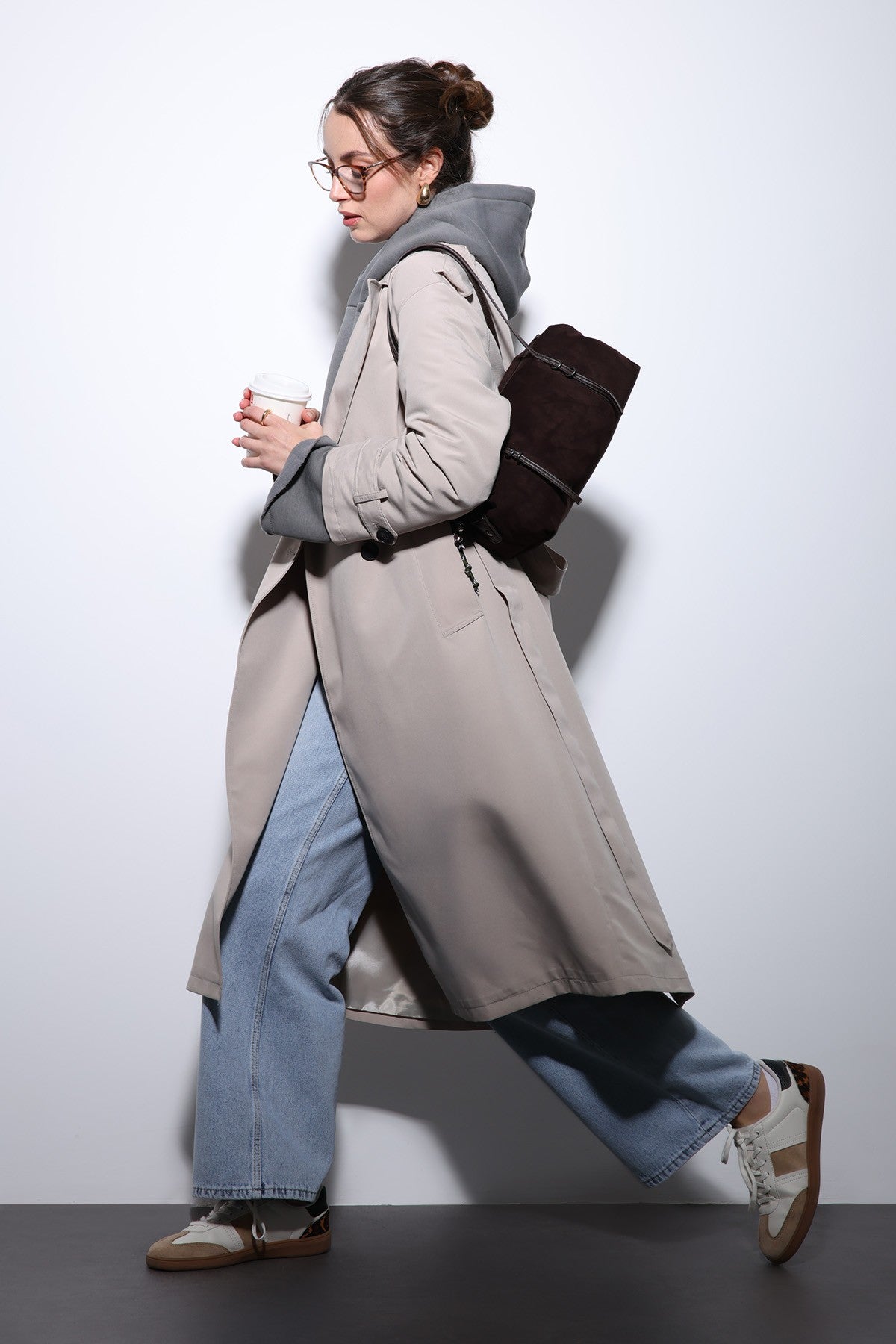 Antioch Women's Trench Coat with Cross-Over Belt