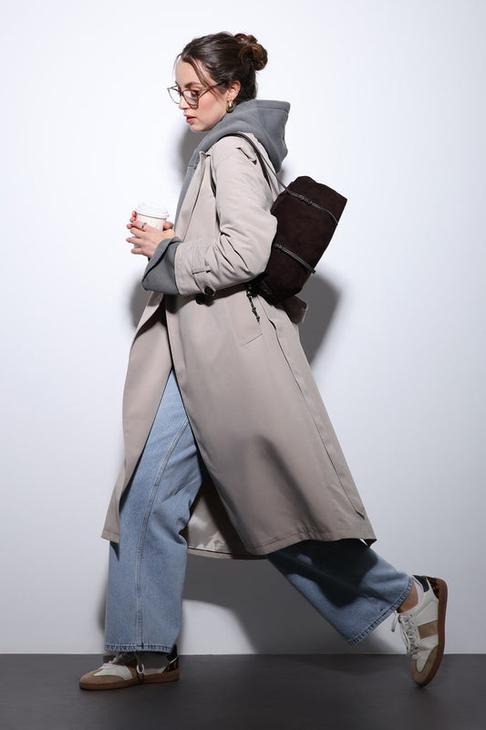 Antioch Women's Trench Coat with Cross-Over Belt