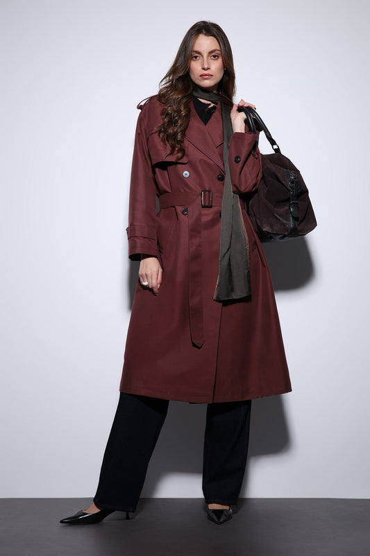 Antioch Women's Trench Coat with Cross-Over Belt