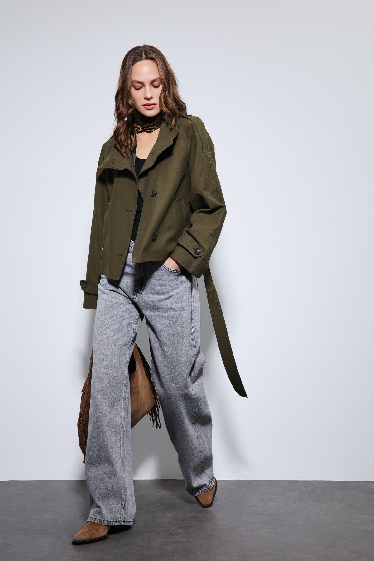 Antioch Stand-Up Collar Double-Breasted Trench Coat