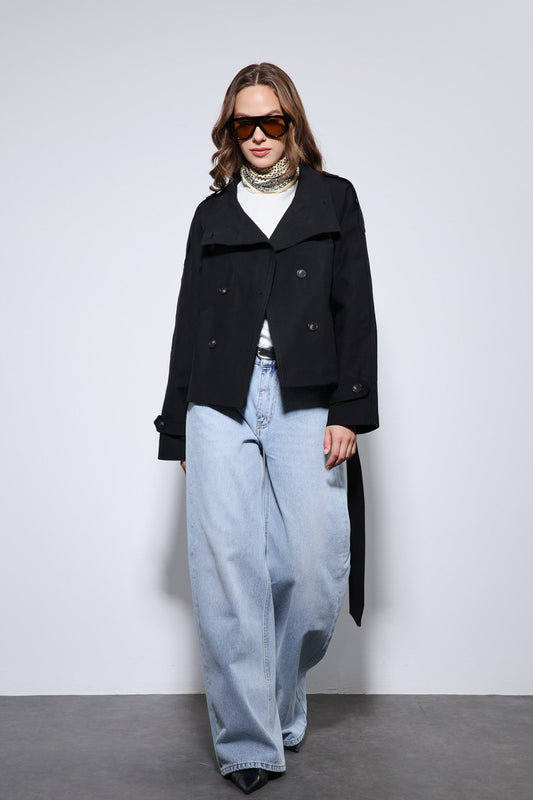 Antioch Stand-Up Collar Double-Breasted Trench Coat
