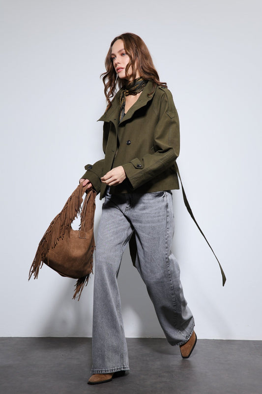 Antioch Stand-Up Collar Double-Breasted Trench Coat
