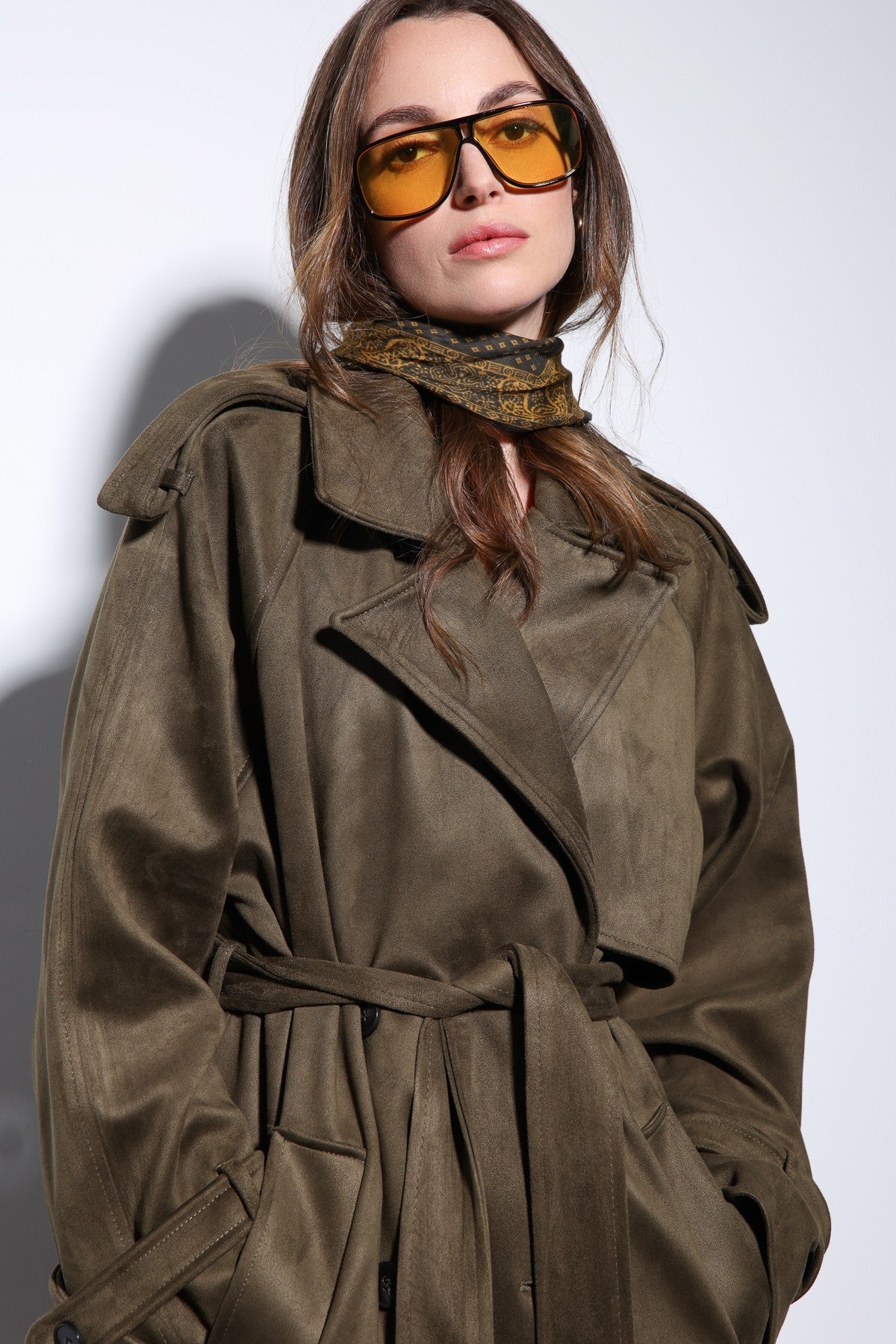 Antioch Premium Women's Suede-Look Cross-Over Trench Coat